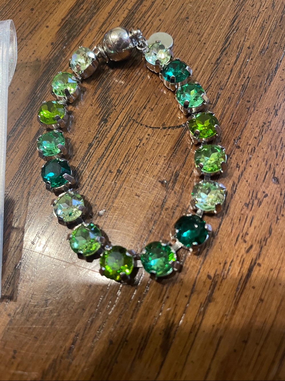 New in Pouch By Alexa Rae “Matcha “Crystal Bracelet “A Higher Place” Silver